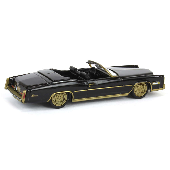 1/64 1976 Cadillac Eldorado Convertible, Black & Gold, California Lowriders Series 6