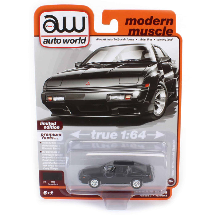 1/64 Auto World 2023 Release 2B, 1987 Mitsubishi Starion, Serbia Black