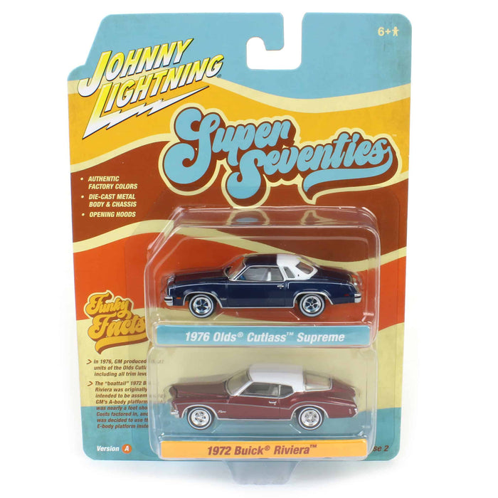 1/64 Johnny Lightning 1976 Oldsmobile Cutlass & 1972 Buick Riviera Super 70s Twin Pack