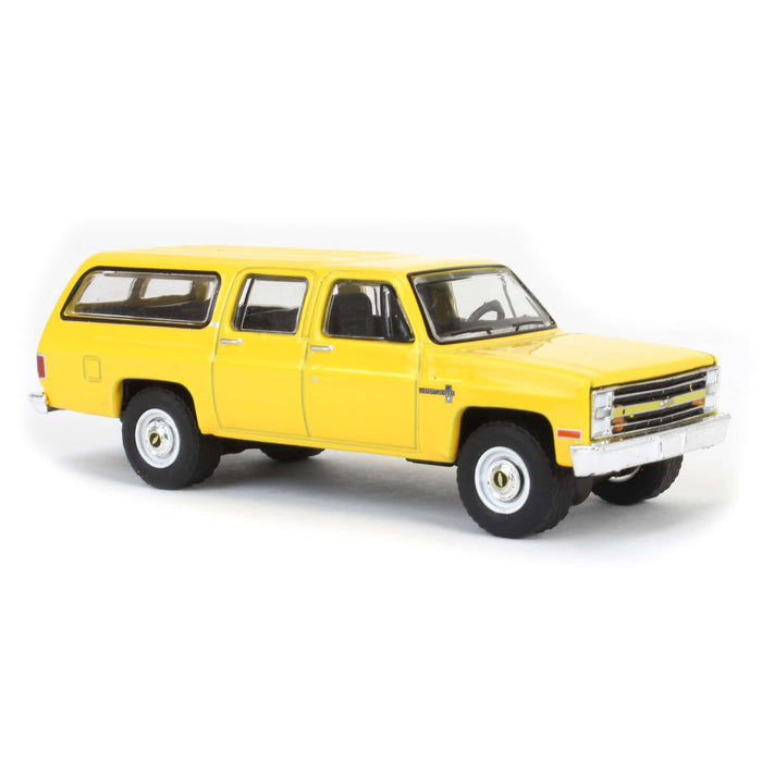 1/64 1987 Chevrolet Suburban K20 Custom Deluxe, Construction Yellow, Blue Collar Series 13