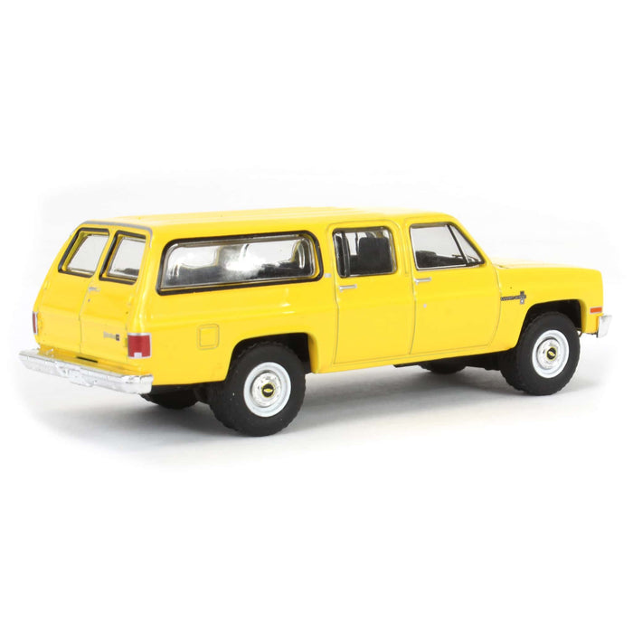 1/64 1987 Chevrolet Suburban K20 Custom Deluxe, Construction Yellow, Blue Collar Series 13