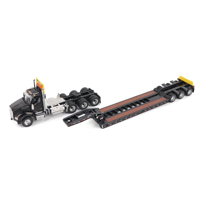 1/50 Black Kenworth T880 SBFA with Black Trail King TK120 HDG Lowboy Trailer