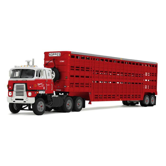 1/64 International TranStar COE with 45ft Wilson Livestock Trailer, Koppes Truck Line, DCP by First Gear