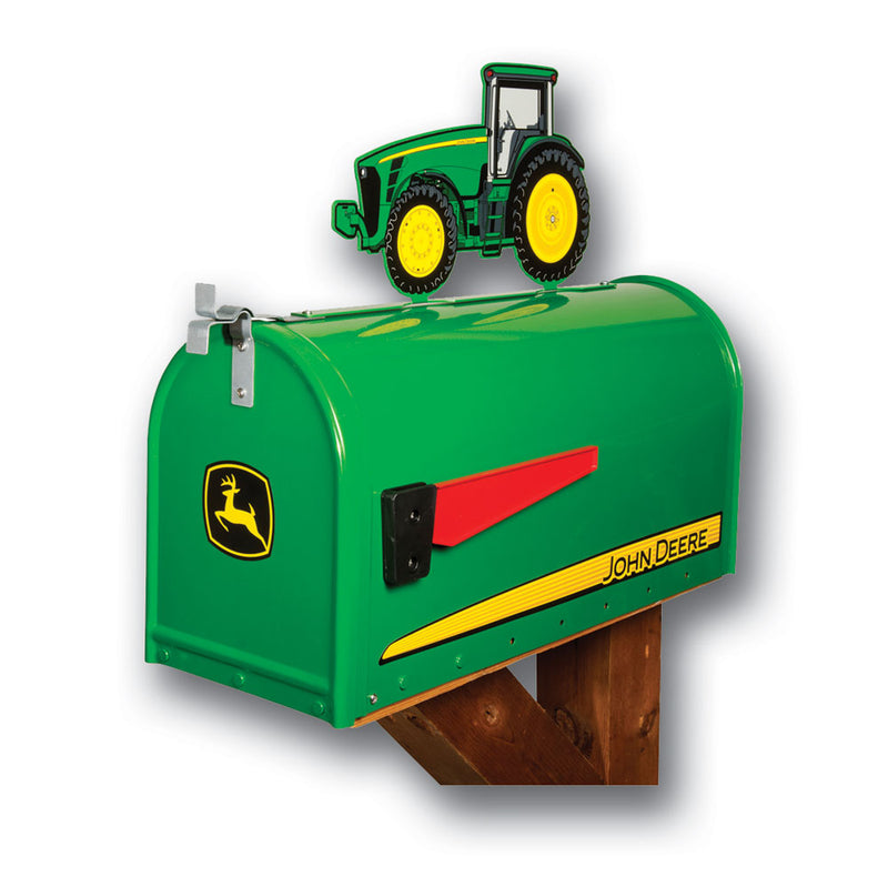Metal Rural Style John Deere Mailbox with John Deere 8000 Tractor Topper