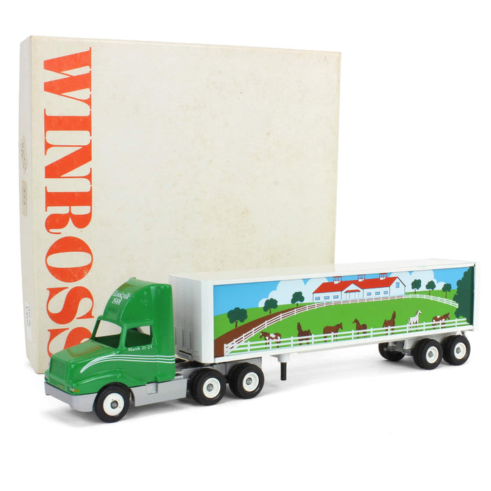 1/64 Winross 1991 Louisville Green Semi with Horse Farm Box Trailer