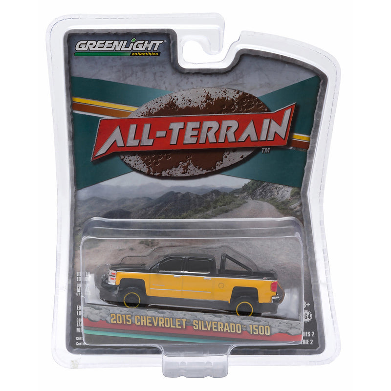 1/64 2015 Chevy Silverado, Black & Yellow Two-Tone, GreenLight All Terrain Series 2