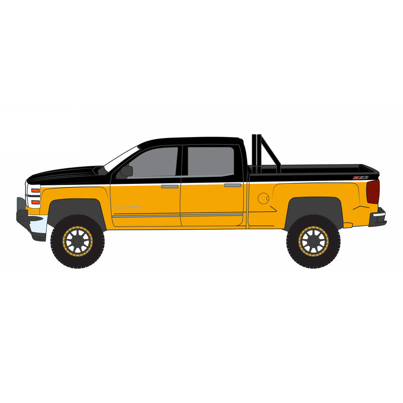 1/64 2015 Chevy Silverado, Black & Yellow Two-Tone, GreenLight All Terrain Series 2