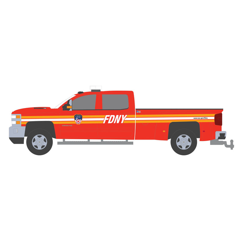 1/64 2018 Chevrolet Silverado 3500 Dually Pickup Truck, FDNY, Dually Drivers Series 2
