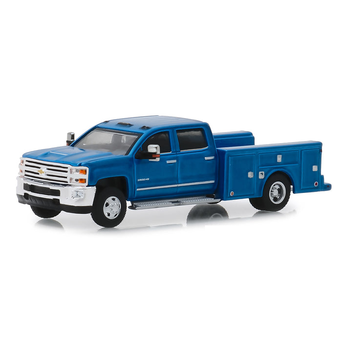 1/64 2018 Chevrolet Silverado 3500 Dually Service Bed, Deep Blue, Dually Drivers Series 1