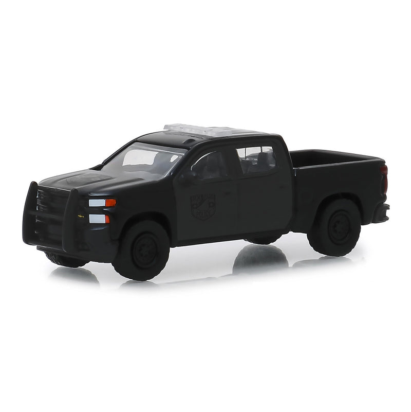 1/64 2019 Chevrolet Silverado Police Pickup Truck, Black Bandit Series 21