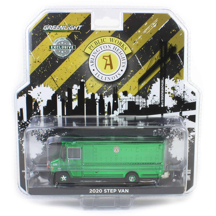 Chrome Green Machine ~ 1/64 2020 Step Van with Traffic Cone Mounts, Village of Arlington Heights, Hobby Exclusive