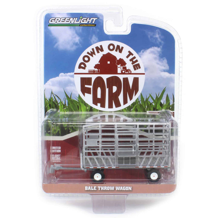 Raw Chase Unit ~ 1/64 Bale Throw Wagon, Silver & Red, Down on the Farm Series 9