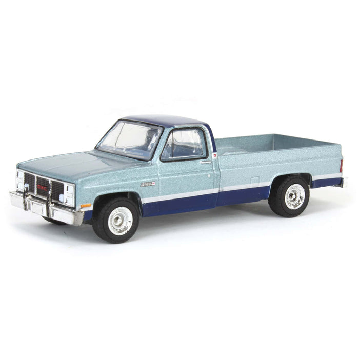 1/64 1985 GMC Sierra Classic K2500, Silver & Midnight Blue, Down on the Farm Series 9