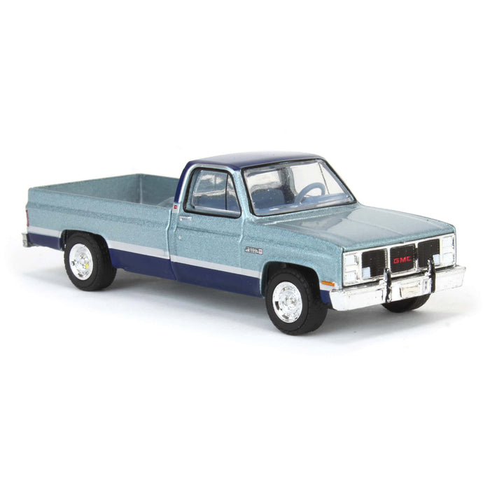 (B&D) 1/64 1985 GMC Sierra Classic K2500, Silver & Midnight Blue, Down on the Farm Series 9 - Damaged Box