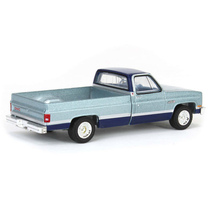 1/64 1985 GMC Sierra Classic K2500, Silver & Midnight Blue, Down on the Farm Series 9