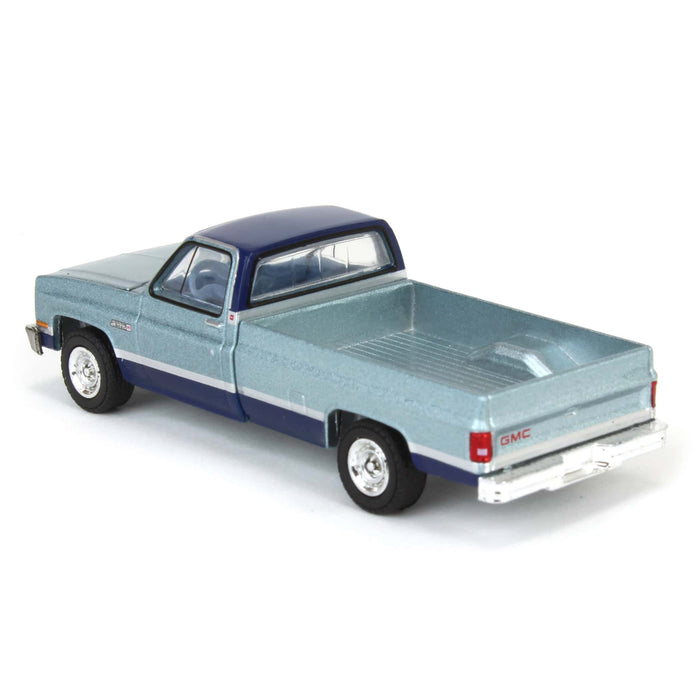 (B&D) 1/64 1985 GMC Sierra Classic K2500, Silver & Midnight Blue, Down on the Farm Series 9 - Damaged Box