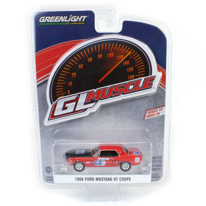 1/64 1968 Ford Mustang GT Coupe, #68 Charlie Henry Race Car, GreenLight Muscle Series 29