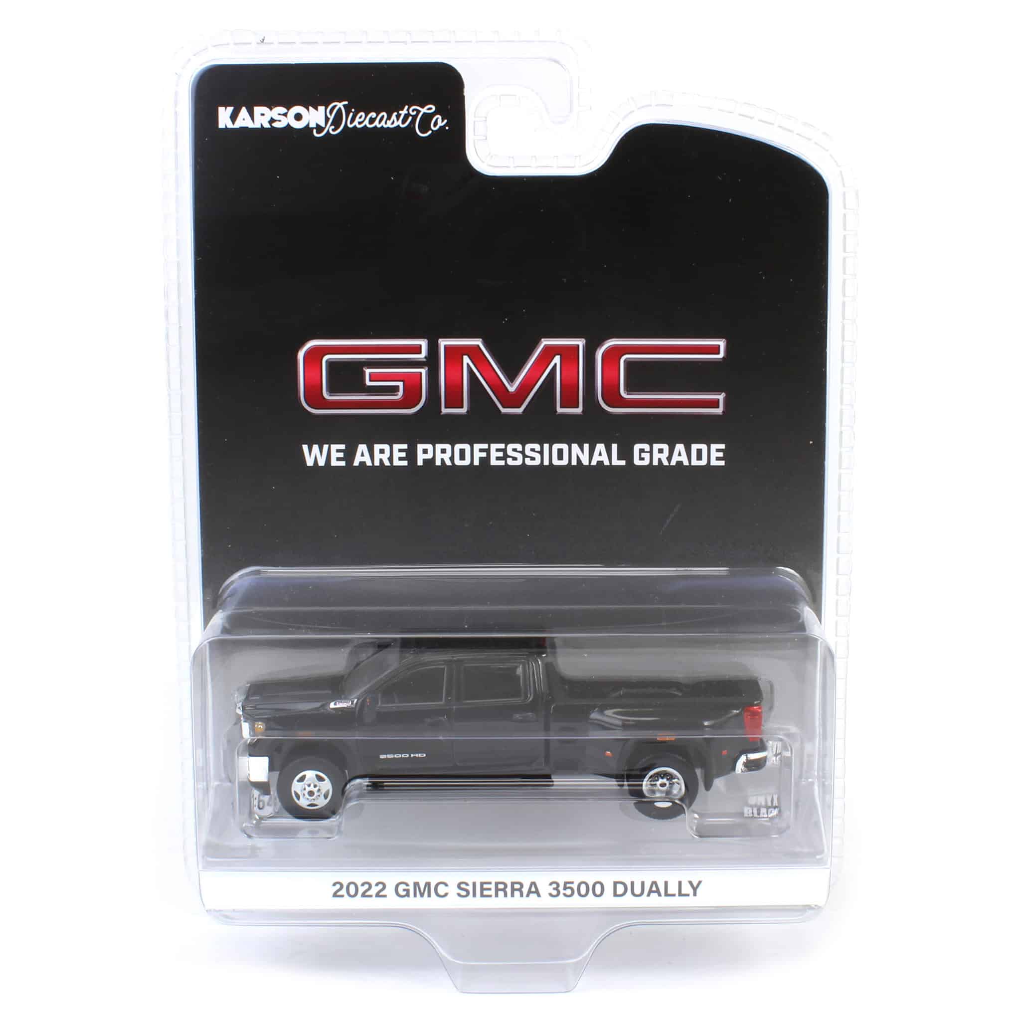 1/64 2022 GMC Sierra 3500HD Pro Dually, Onyx Black, Karson Diecast