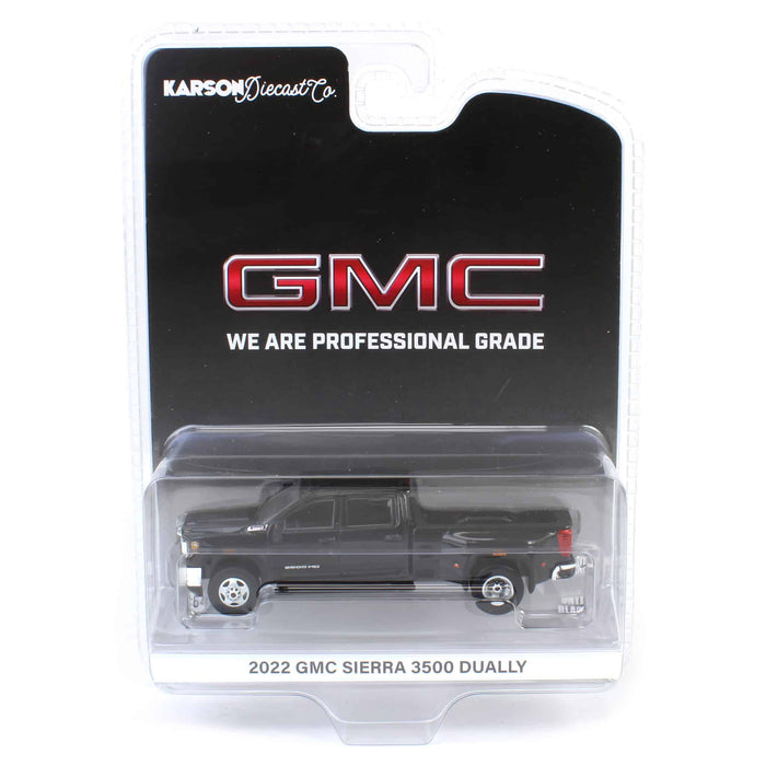 1/64 2022 GMC Sierra 3500HD Pro Dually, Onyx Black, Karson Diecast Exclusive