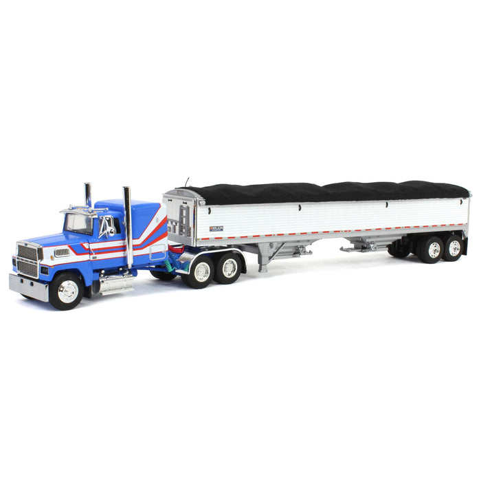 1/64 Blue & White Ford LTL 9000 with Wilson Grain Trailer, DCP by First Gear