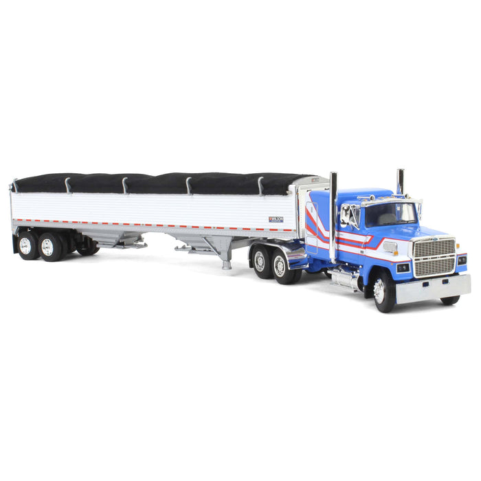 1/64 Blue & White Ford LTL 9000 with Wilson Grain Trailer, DCP by First Gear