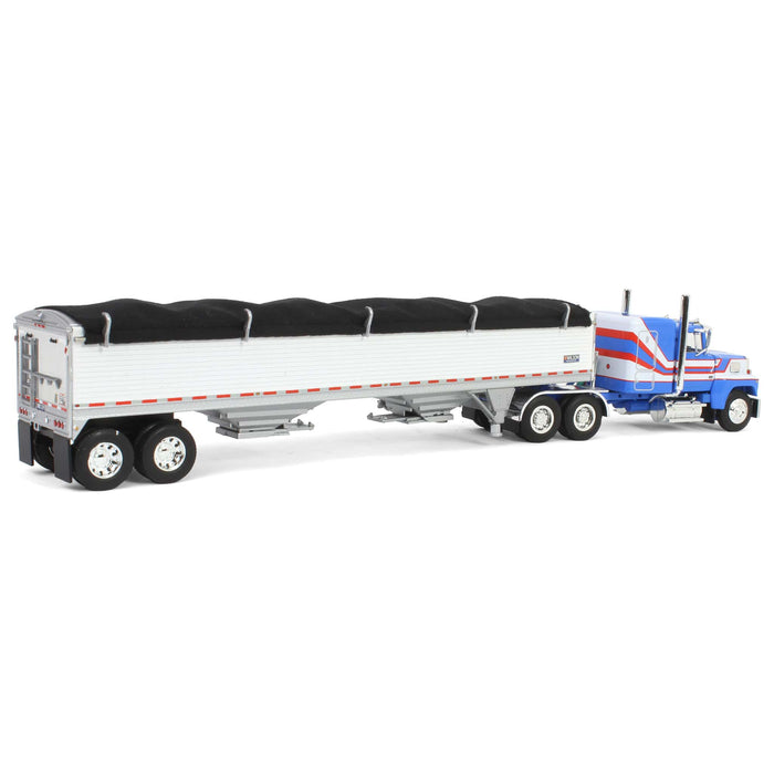 1/64 Blue & White Ford LTL 9000 with Wilson Grain Trailer, DCP by First Gear