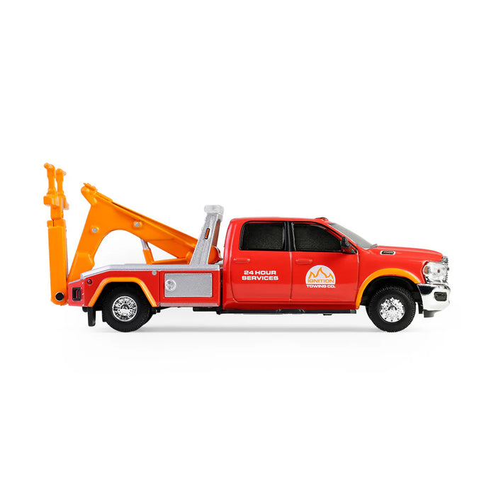 1/64 2022 Ram 3500 Dually Wrecker, Red & Orange, Dually Drivers Series 16