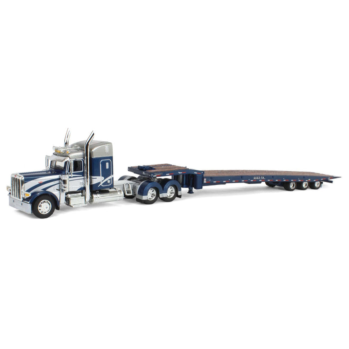 1/64 Peterbilt 389 with Talbert 5553T Traveling Axle Trailer, Blue/Silver, DCP by First Gear