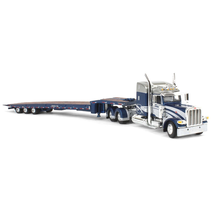 1/64 Peterbilt 389 with Talbert 5553T Traveling Axle Trailer, Blue/Silver, DCP by First Gear