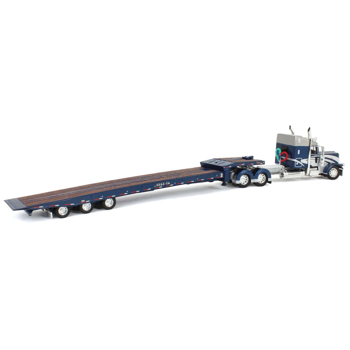 1/64 Peterbilt 389 with Talbert 5553T Traveling Axle Trailer, Blue/Silver, DCP by First Gear