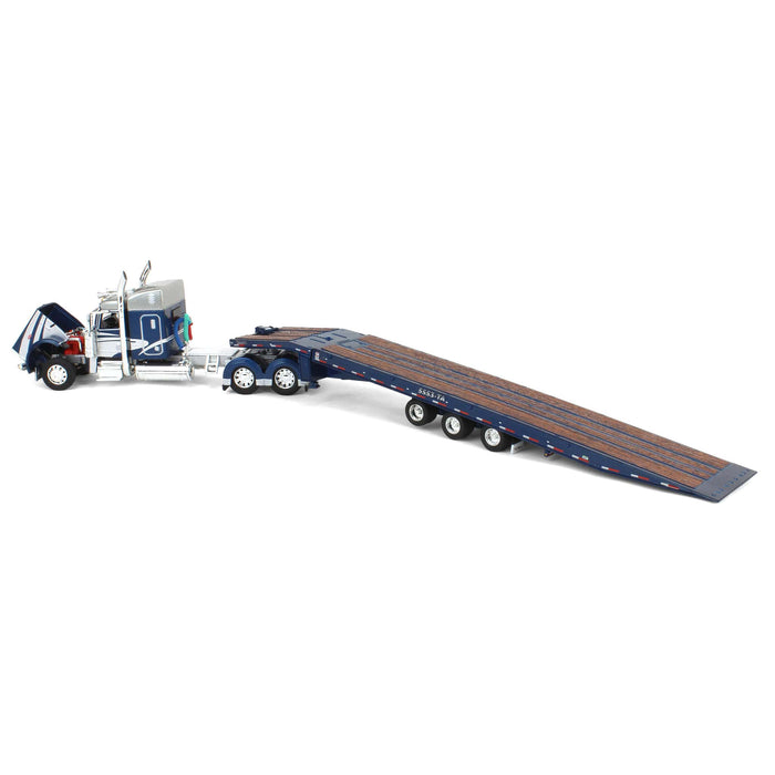 1/64 Peterbilt 389 with Talbert 5553T Traveling Axle Trailer, Blue/Silver, DCP by First Gear