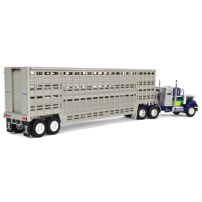 1/64 White Western Star 4900 with Vintage Wilson Livestock Trailer, DCP by First Gear