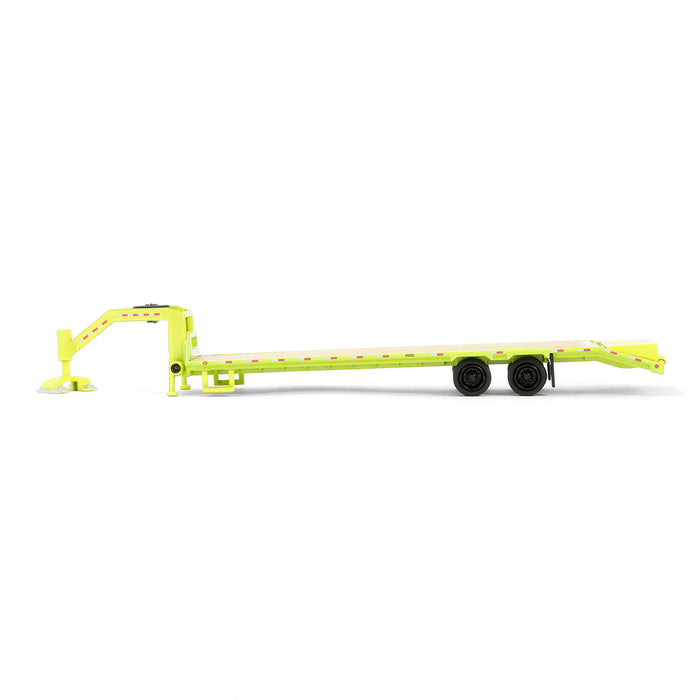 1/64 Lime Green Gooseneck Trailer with Red & White Conspicuity Stripes, Hobby Exclusive