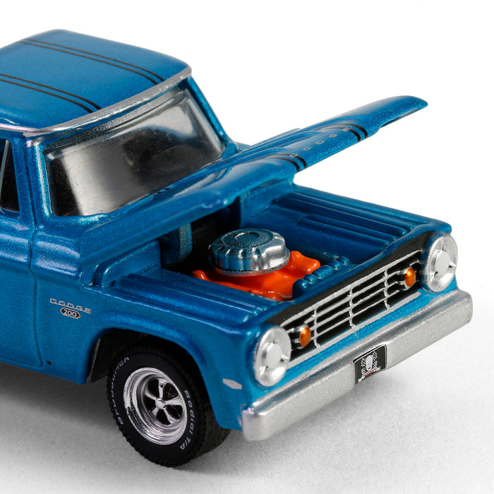 1/64 1967 Dodge D-200 with Flatbed Trailer & 1969 Plymouth GTX, Graveyard Carz, Hollywood Hitch & Tow Series 13