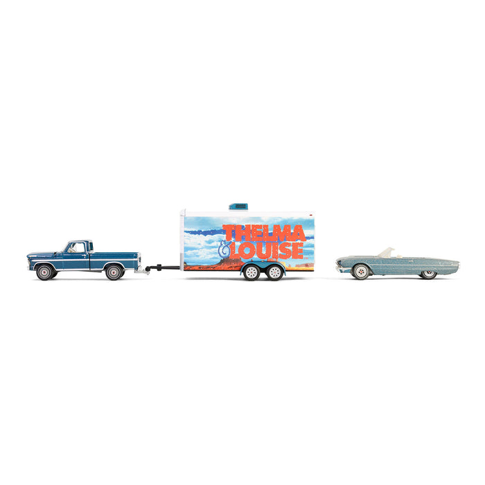 1/64 1967 Ford F-250 with Enclosed Car Hauler & 1966 Ford Thunderbird, Thelma & Louise, Hollywood Hitch & Tow Series 13