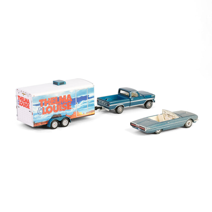 1/64 1967 Ford F-250 with Enclosed Car Hauler & 1966 Ford Thunderbird, Thelma & Louise, Hollywood Hitch & Tow Series 13