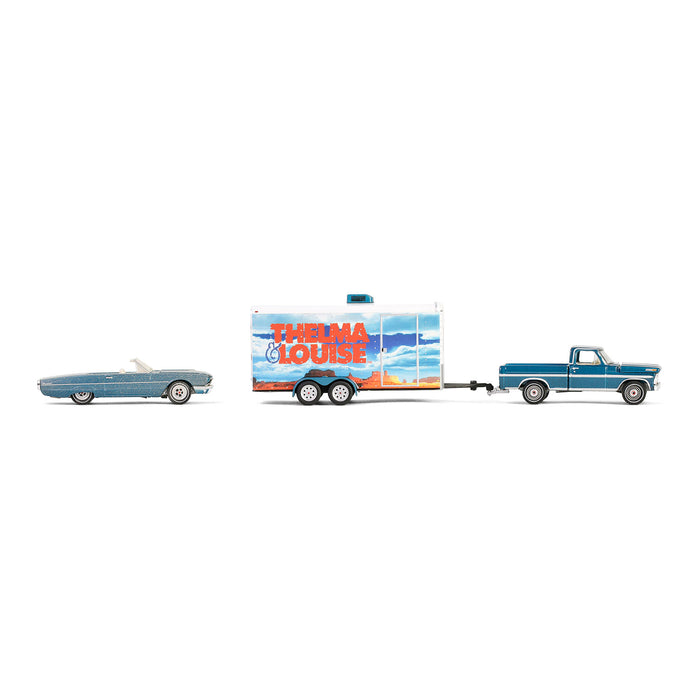 1/64 1967 Ford F-250 with Enclosed Car Hauler & 1966 Ford Thunderbird, Thelma & Louise, Hollywood Hitch & Tow Series 13