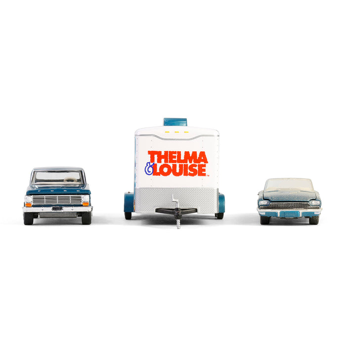 1/64 1967 Ford F-250 with Enclosed Car Hauler & 1966 Ford Thunderbird, Thelma & Louise, Hollywood Hitch & Tow Series 13