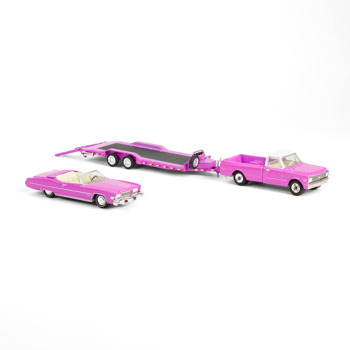 1/64 1972 Chevy C30 with Heavy Duty Car Hauler & 1974 Cadillac Eldorado, True Romance, Hollywood Hitch & Tow Series 13