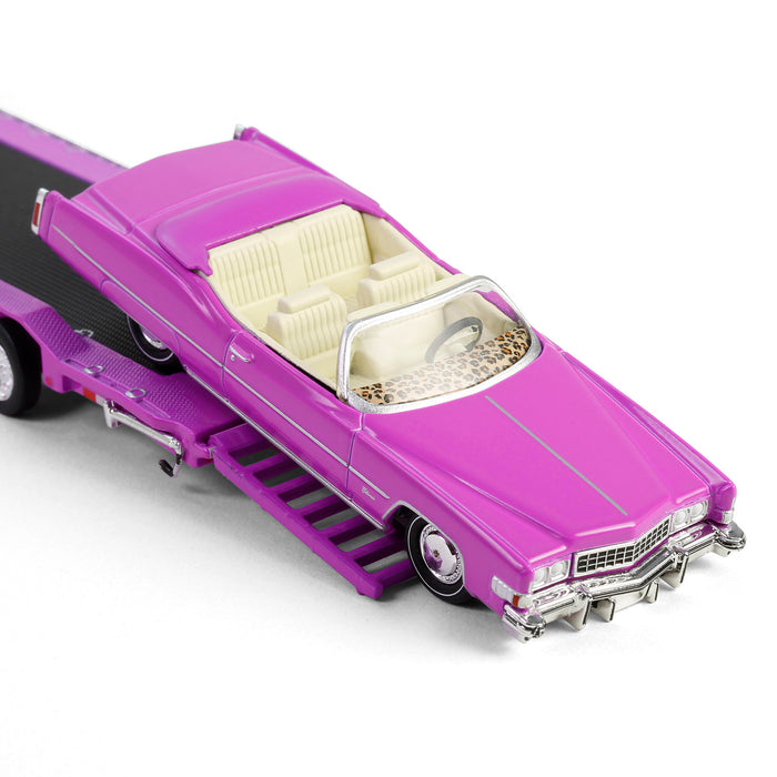 1/64 1972 Chevy C30 with Heavy Duty Car Hauler & 1974 Cadillac Eldorado, True Romance, Hollywood Hitch & Tow Series 13