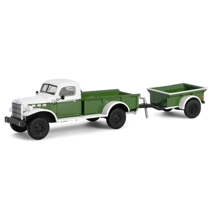 1/64 1950 Dodge Power Wagon with 1/4 Ton Cargo Trailer, Green & White, Hitch & Tow Series 32