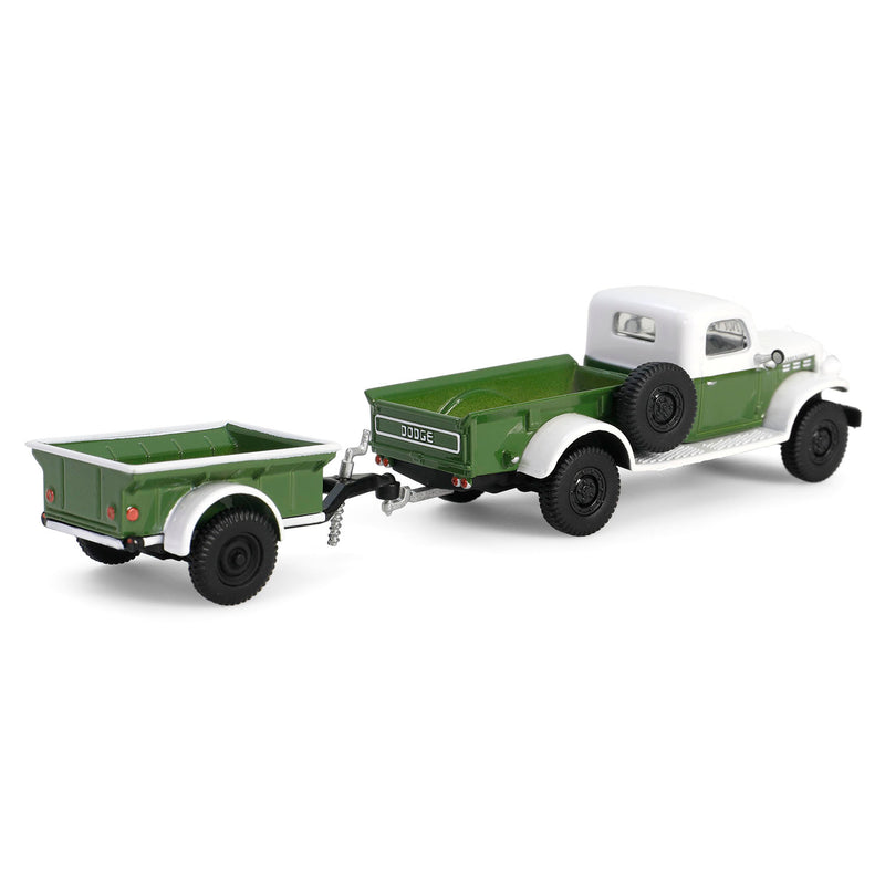 1/64 1950 Dodge Power Wagon with 1/4 Ton Cargo Trailer, Green & White, Hitch & Tow Series 32