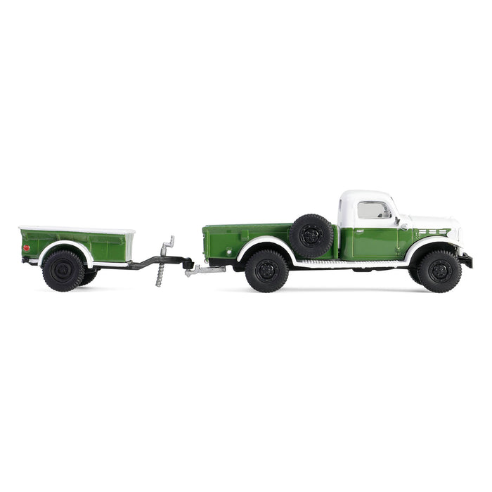 1/64 1950 Dodge Power Wagon with 1/4 Ton Cargo Trailer, Green & White, Hitch & Tow Series 32