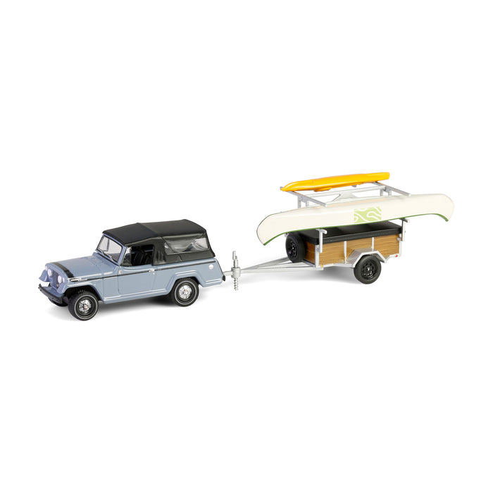 1/64 1968 Jeep Jeepster Commando SC-1 with Canoe Trailer, Gray, Hitch & Tow Series 32