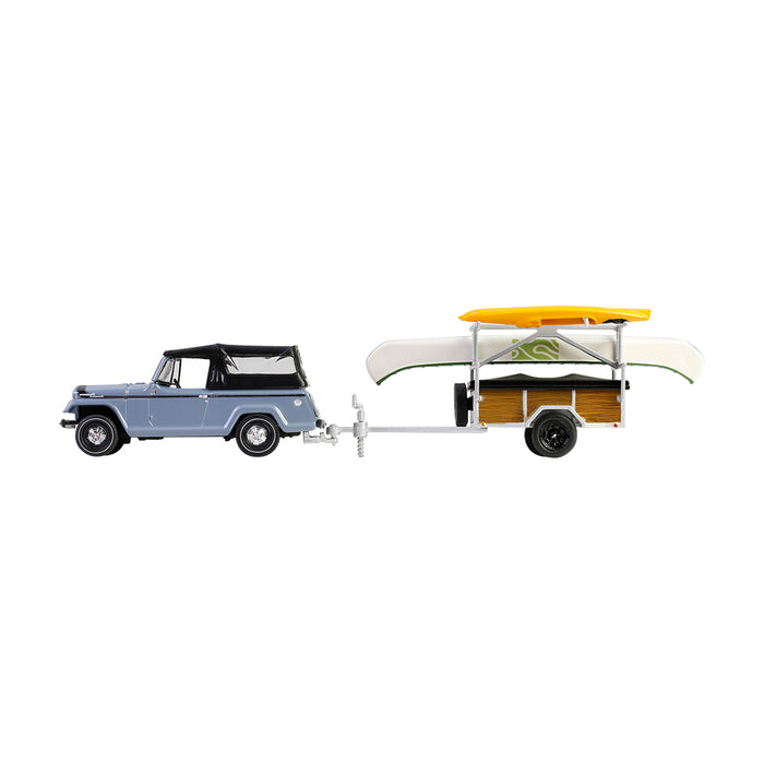 1/64 1968 Jeep Jeepster Commando SC-1 with Canoe Trailer, Gray, Hitch & Tow Series 32