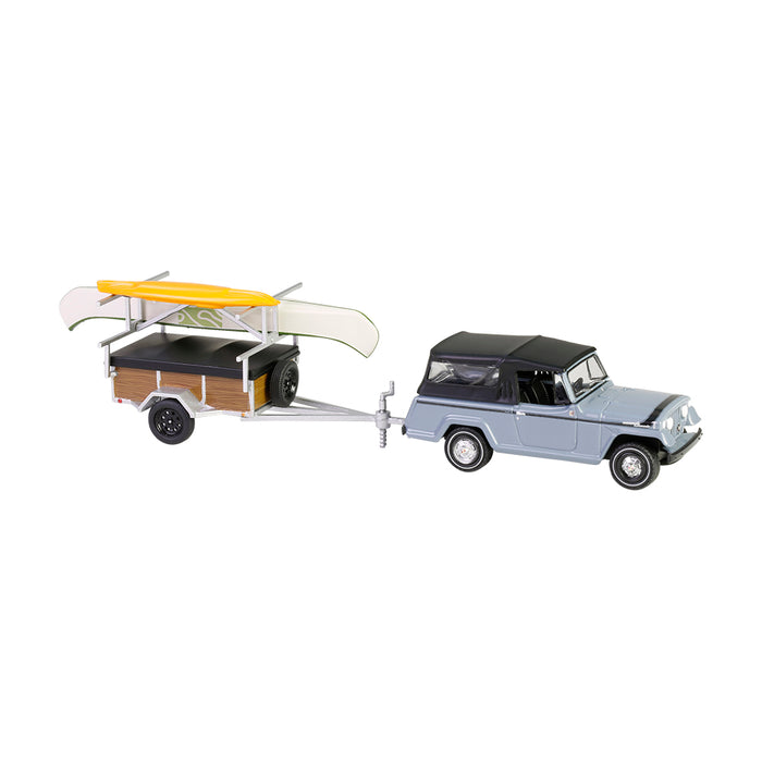 1/64 1968 Jeep Jeepster Commando SC-1 with Canoe Trailer, Gray, Hitch & Tow Series 32