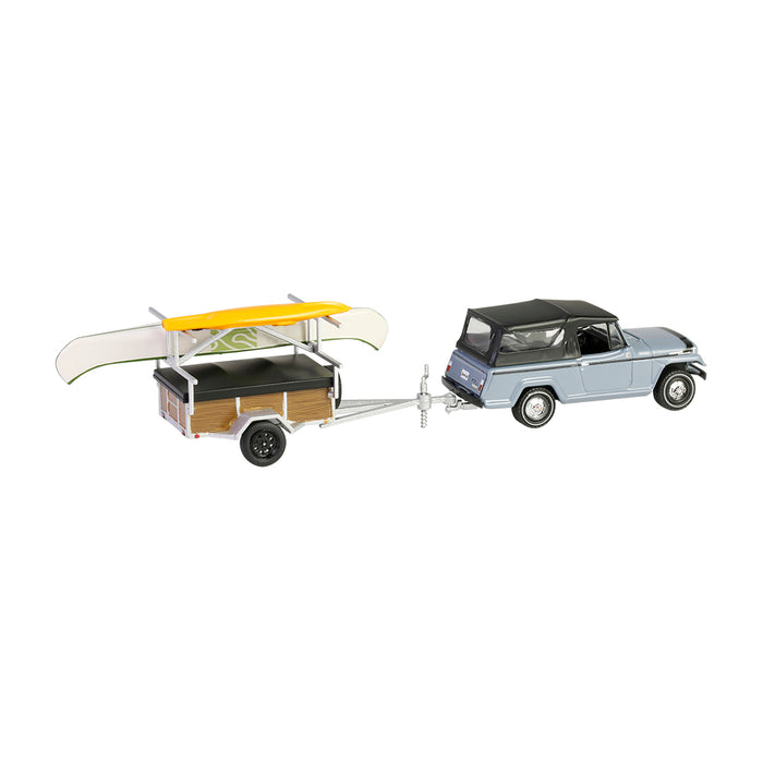 1/64 1968 Jeep Jeepster Commando SC-1 with Canoe Trailer, Gray, Hitch & Tow Series 32