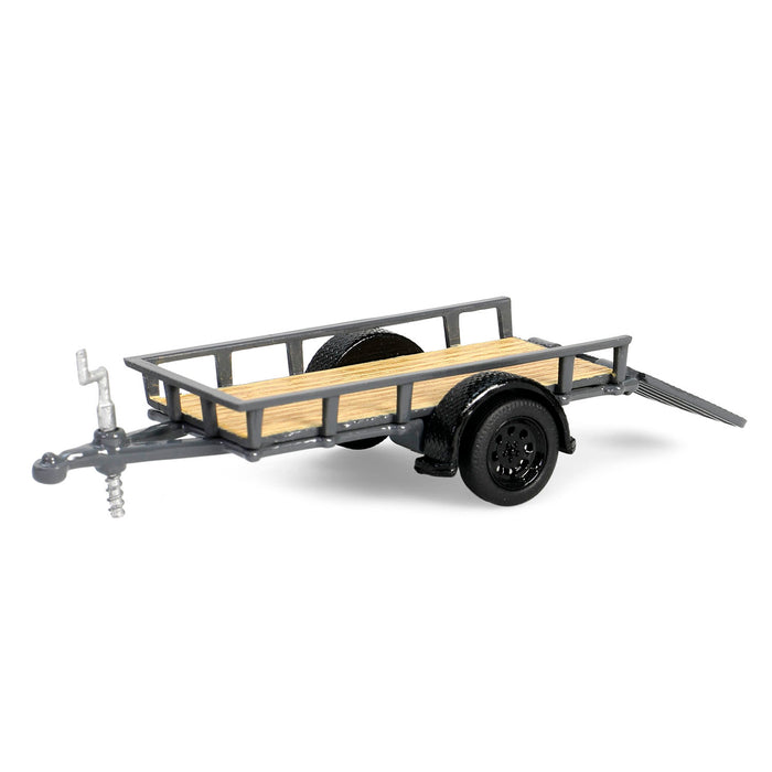 1/64 2021 Ford Bronco Black Diamond with Utility Trailer & Motorcycle, Velocity Blue, Hitch & Tow Series 32