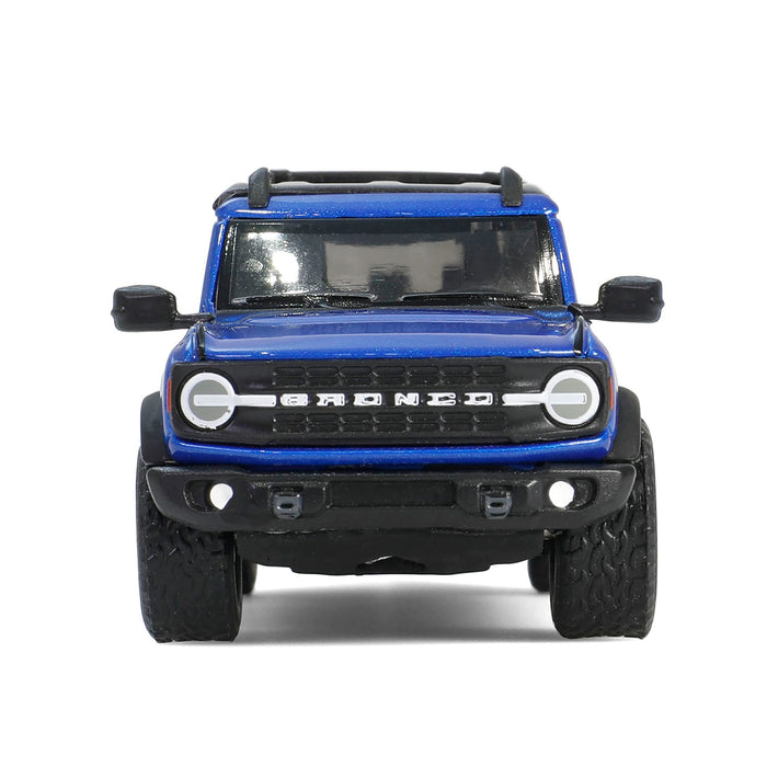 1/64 2021 Ford Bronco Black Diamond with Utility Trailer & Motorcycle, Velocity Blue, Hitch & Tow Series 32