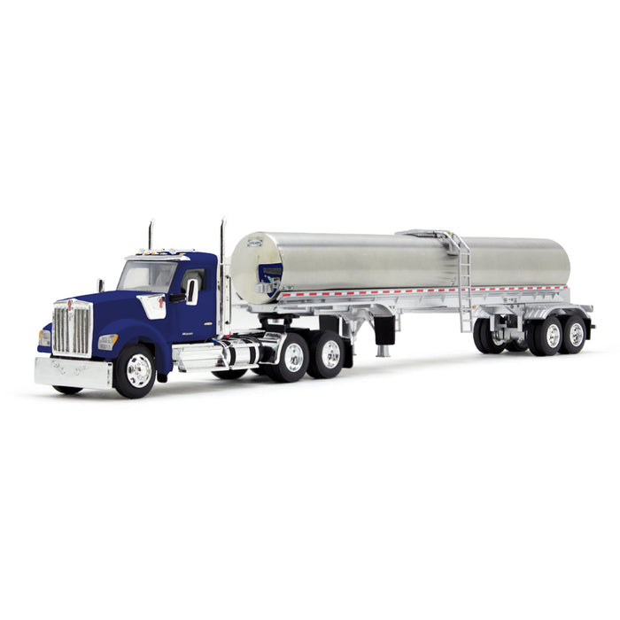 1/64 Kenworth W990 with Walker Milk Tank Trailer, Viper Blue, DCP by First Gear